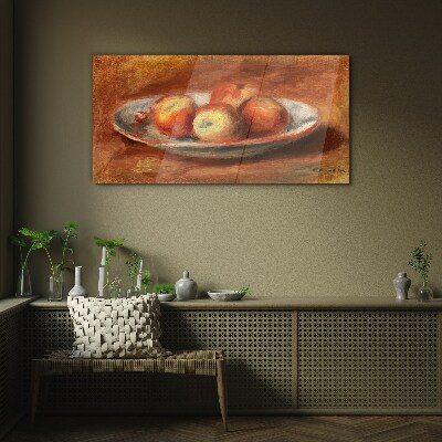 Tableau imprimé sur verre Pommes dans une assiette