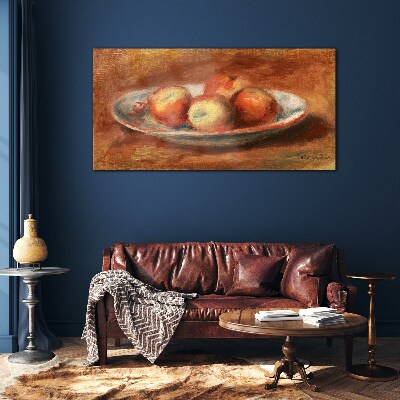Tableau imprimé sur verre Pommes dans une assiette