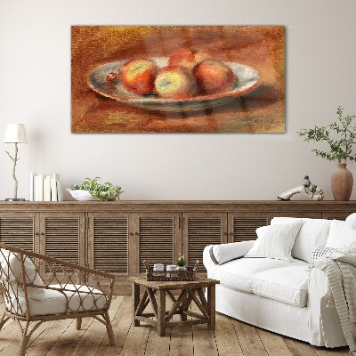 Tableau imprimé sur verre Pommes dans une assiette