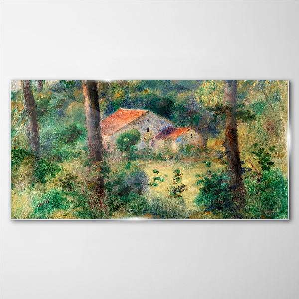 Tableau en verre Paysage verdoyant avec des maisons