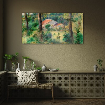 Tableau en verre Paysage verdoyant avec des maisons