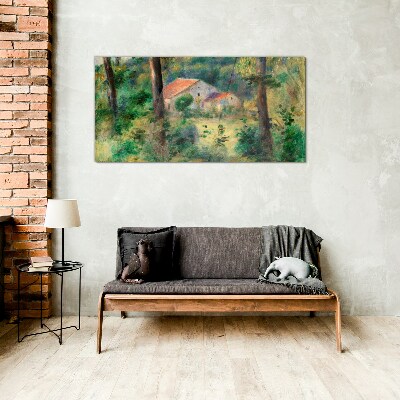 Tableau en verre Paysage verdoyant avec des maisons