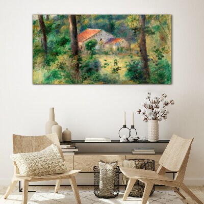 Tableau en verre Paysage verdoyant avec des maisons