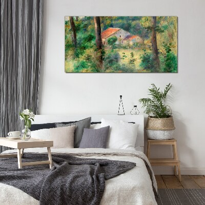 Tableau en verre Paysage verdoyant avec des maisons