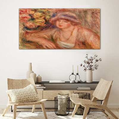 Tableau imprimé sur verre Femme avec un chapeau
