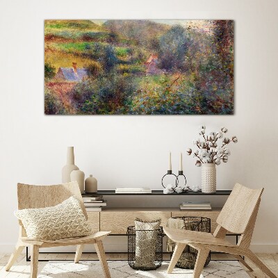 Tableau sur verre Paysage rural aux couleurs pastel