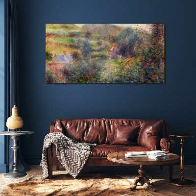 Tableau sur verre Paysage rural aux couleurs pastel