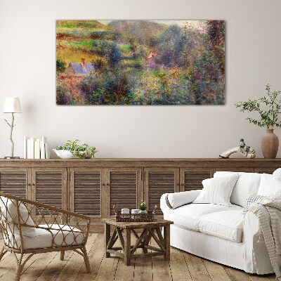 Tableau sur verre Paysage rural aux couleurs pastel