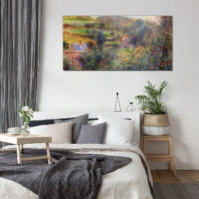 Tableau sur verre Paysage rural aux couleurs pastel