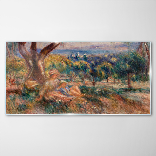 Tableau en verre Mère et enfant dans le verger