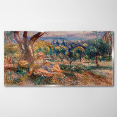 Tableau en verre Mère et enfant dans le verger