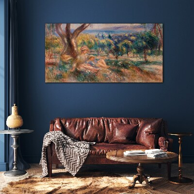 Tableau en verre Mère et enfant dans le verger