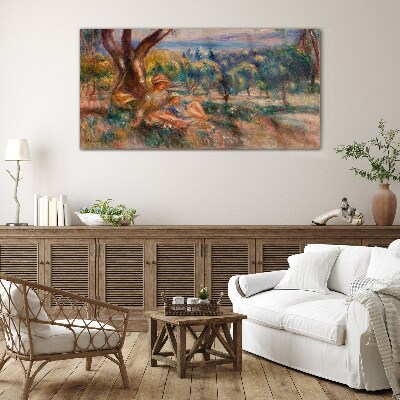 Tableau en verre Mère et enfant dans le verger