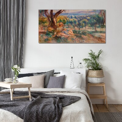 Tableau en verre Mère et enfant dans le verger