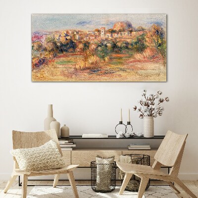 Tableau photo sur verre Paysage avec des collines colorées