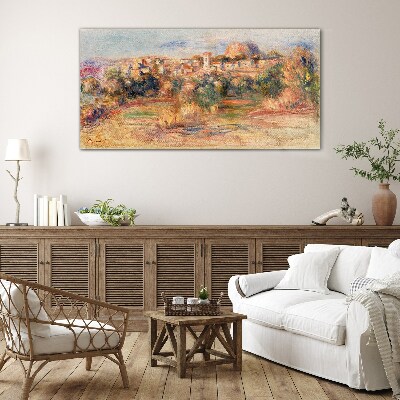 Tableau photo sur verre Paysage avec des collines colorées