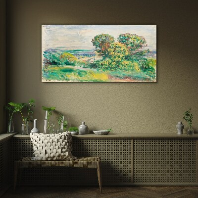 Tableau en verre Paysage verdoyant avec des arbres