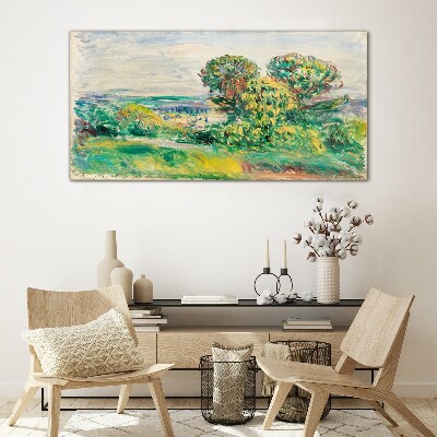 Tableau en verre Paysage verdoyant avec des arbres