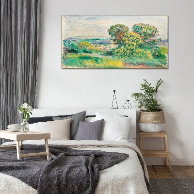 Tableau en verre Paysage verdoyant avec des arbres