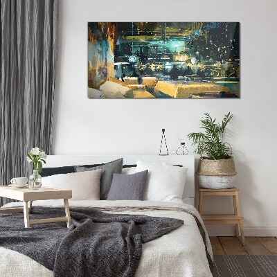 Tableau imprimé sur verre Ambiance nocturne au café