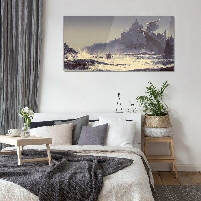 Tableau verre imprimé Une terre mystique parmi les vagues