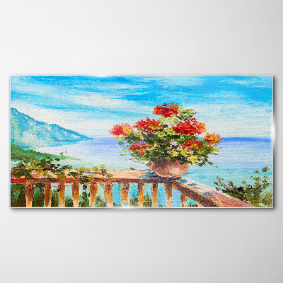 Tableau photo sur verre Fleurs au bord de la mer