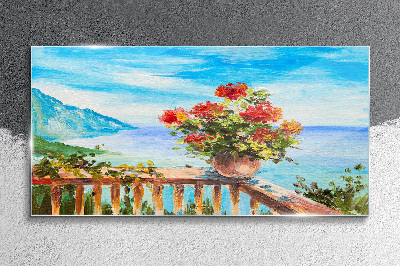 Tableau photo sur verre Fleurs au bord de la mer
