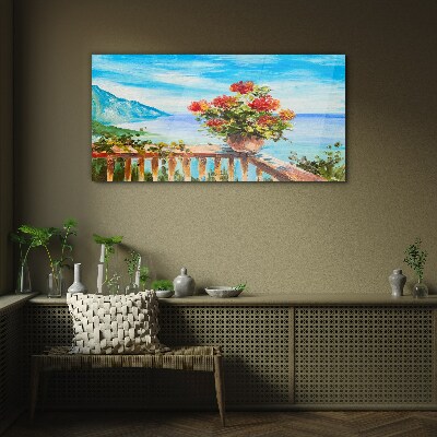 Tableau photo sur verre Fleurs au bord de la mer