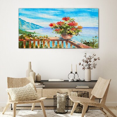 Tableau photo sur verre Fleurs au bord de la mer