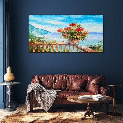 Tableau photo sur verre Fleurs au bord de la mer