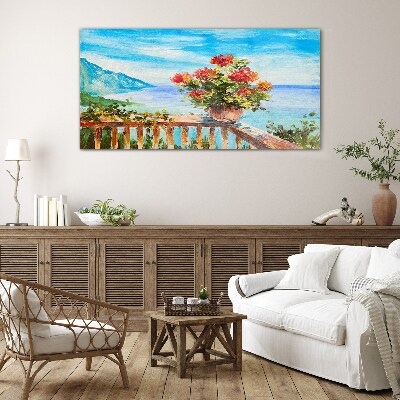 Tableau photo sur verre Fleurs au bord de la mer