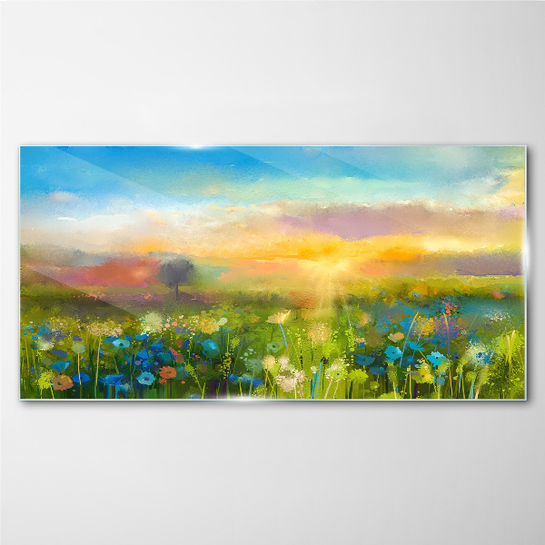 Tableau photo sur verre Paysage fleuri le matin