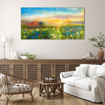 Tableau photo sur verre Paysage fleuri le matin