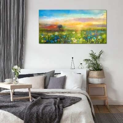 Tableau photo sur verre Paysage fleuri le matin