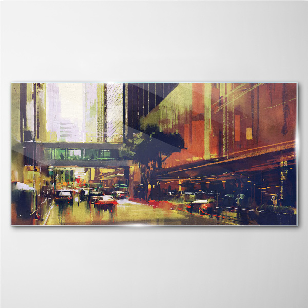 Tableau photo sur verre Une rue dans l'agitation de la ville