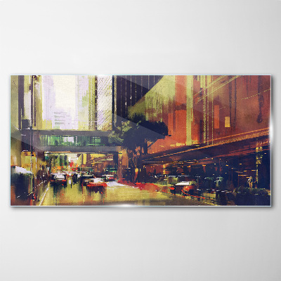 Tableau photo sur verre Une rue dans l'agitation de la ville