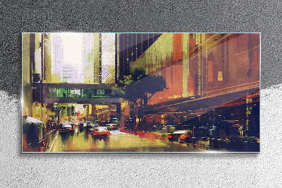 Tableau photo sur verre Une rue dans l'agitation de la ville