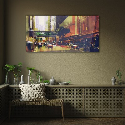 Tableau photo sur verre Une rue dans l'agitation de la ville