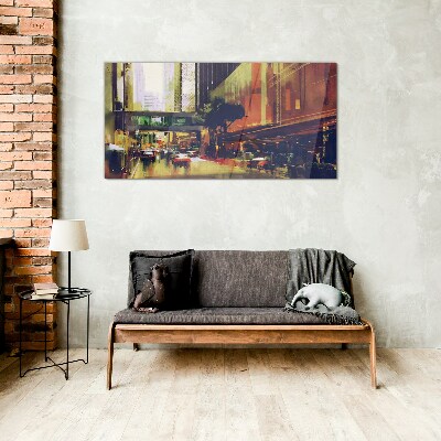 Tableau photo sur verre Une rue dans l'agitation de la ville