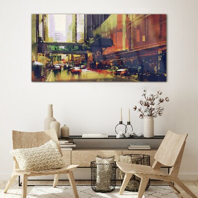 Tableau photo sur verre Une rue dans l'agitation de la ville