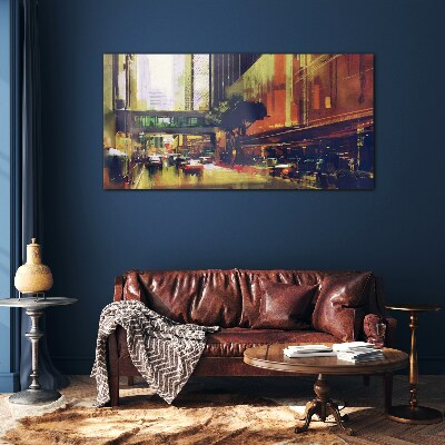 Tableau photo sur verre Une rue dans l'agitation de la ville