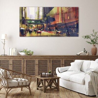 Tableau photo sur verre Une rue dans l'agitation de la ville