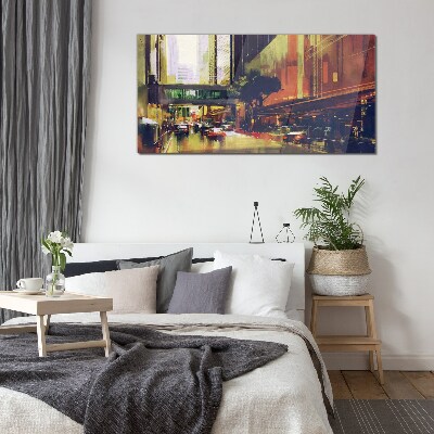 Tableau photo sur verre Une rue dans l'agitation de la ville