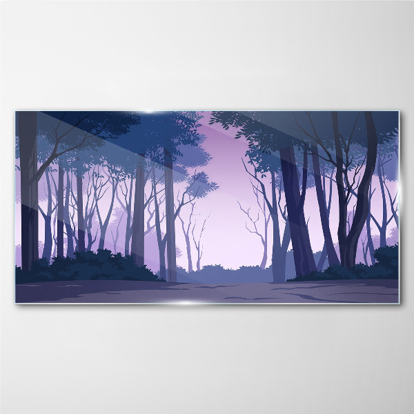 Tableau imprimé sur verre Forêt enchantée au crépuscule