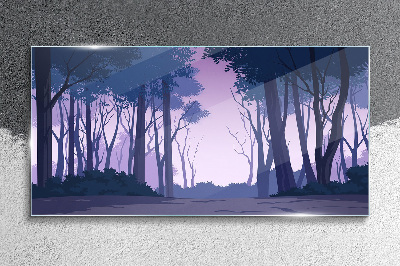 Tableau imprimé sur verre Forêt enchantée au crépuscule