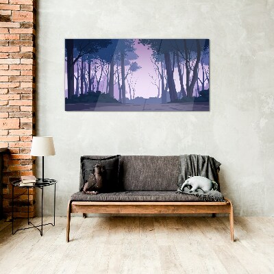 Tableau imprimé sur verre Forêt enchantée au crépuscule