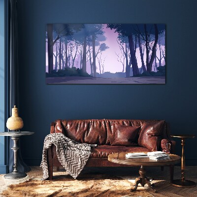 Tableau imprimé sur verre Forêt enchantée au crépuscule