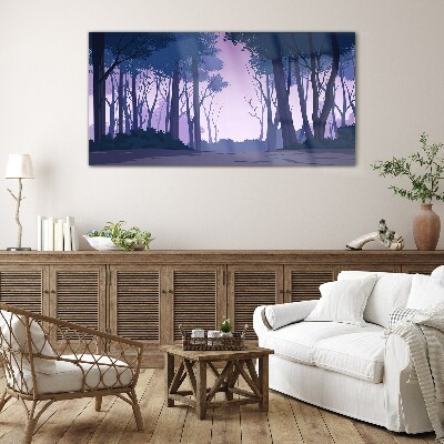 Tableau imprimé sur verre Forêt enchantée au crépuscule
