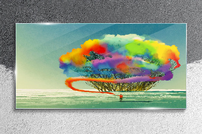 Tableau photo sur verre Un rêve coloré sur un arbre