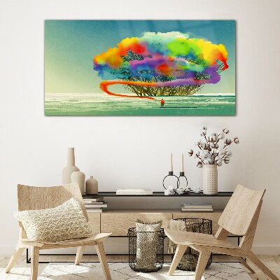 Tableau photo sur verre Un rêve coloré sur un arbre